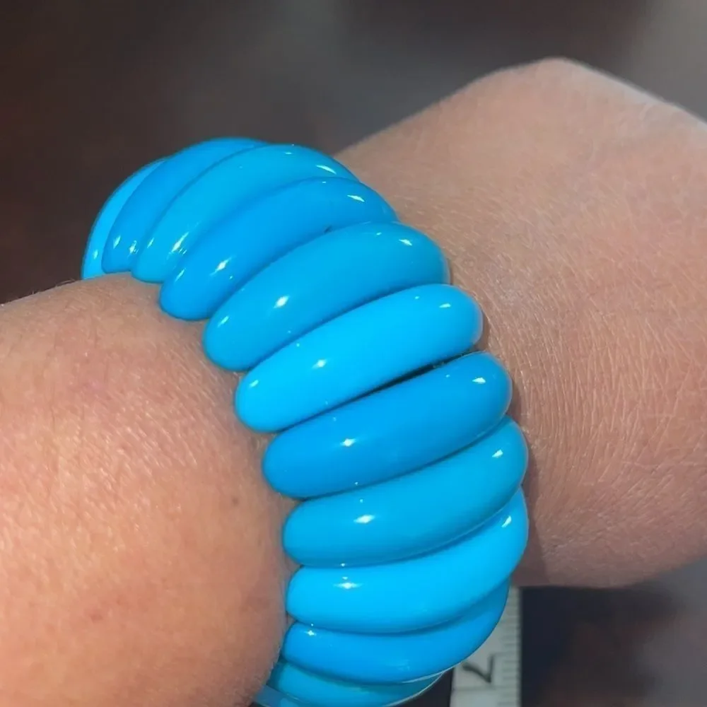 Blue orange wood brown stretchy bracelets